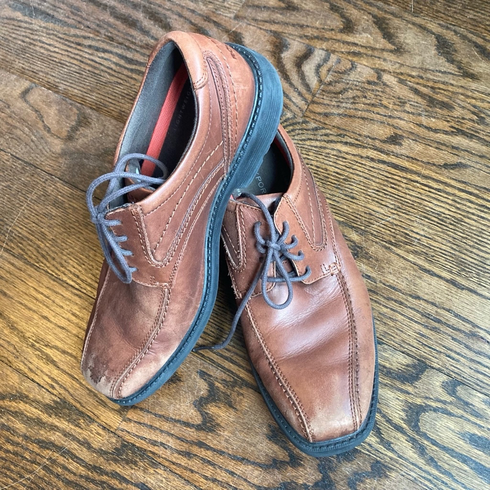 Men's Rockport Brown Leather Shoes, Size 7